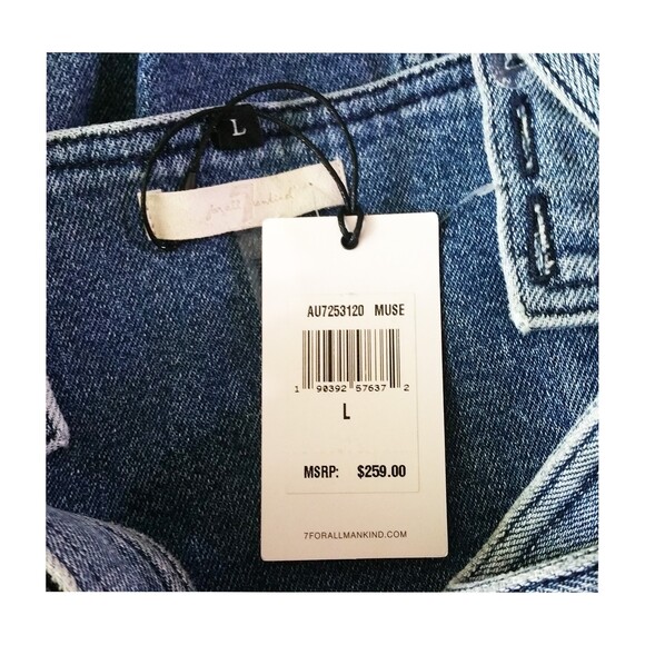 7 For All Mankind NEW MUSE Frayed Fitted Vintage Denim Dress S - Picture 5 of 12